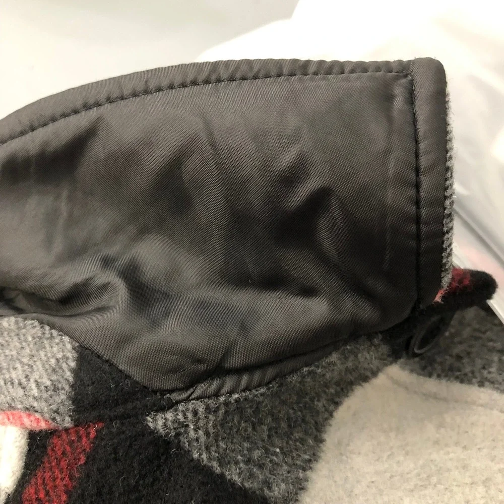Gap Kids Plaid Wool Blend Shacket Boys Size Medium Black Red Grey Jacket Pockets